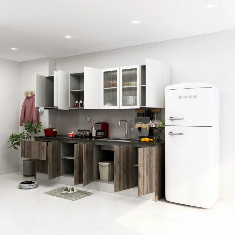Tủ Bếp Chữ L Vân Sọc Thời Thượng - TB38
