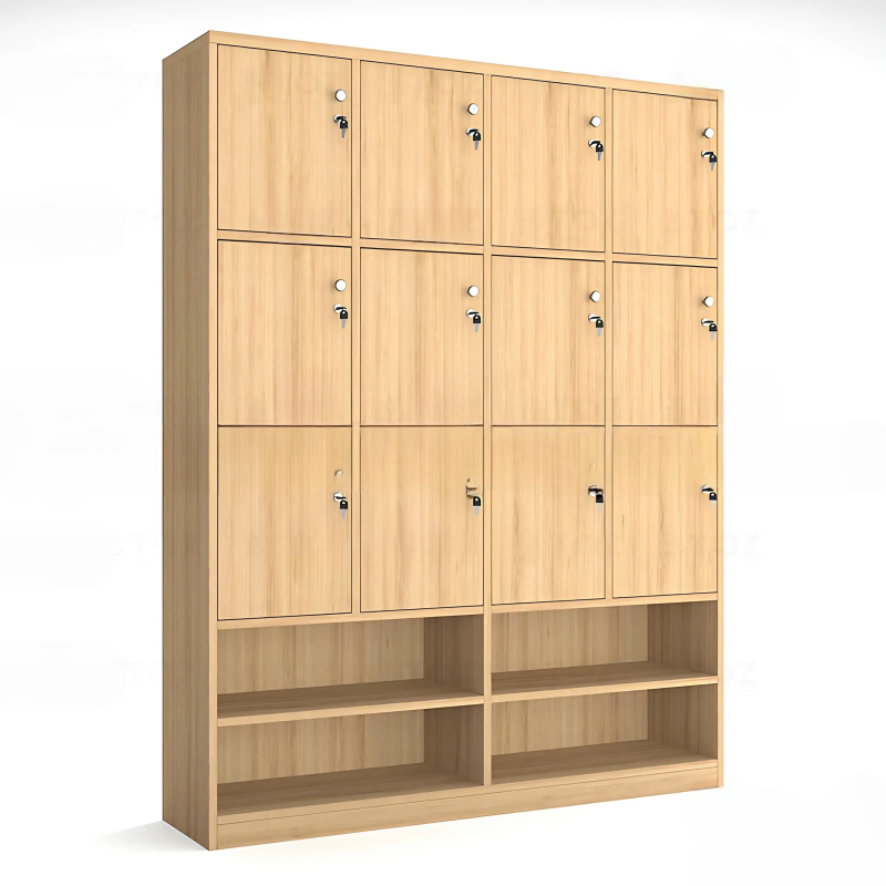 Tủ Locker Gỗ 12 Ngăn Có Kệ Để Giày - TLK70