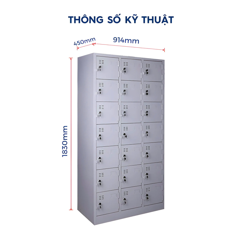 Tủ Locker Sắt 21 Ô An Toàn Bảo Mật - TLK59