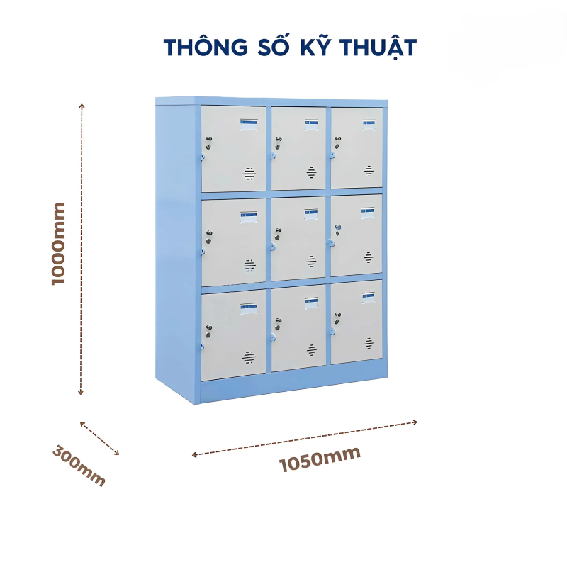 Tủ Sắt Locker 9 Ngăn Màu Xanh - TLK62