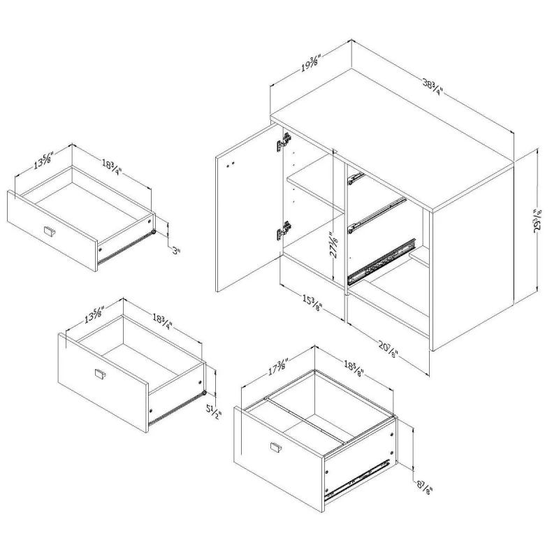 Tủ Phụ 3 Ngăn Kéo Kèm Cánh Mở Hiện Đại - TP50