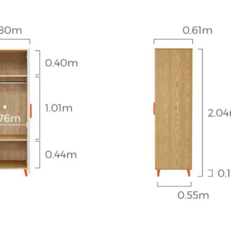 Tủ Quần Áo 2 Cánh Chân Cao Thiết Kế Hiện Đại - TQA25