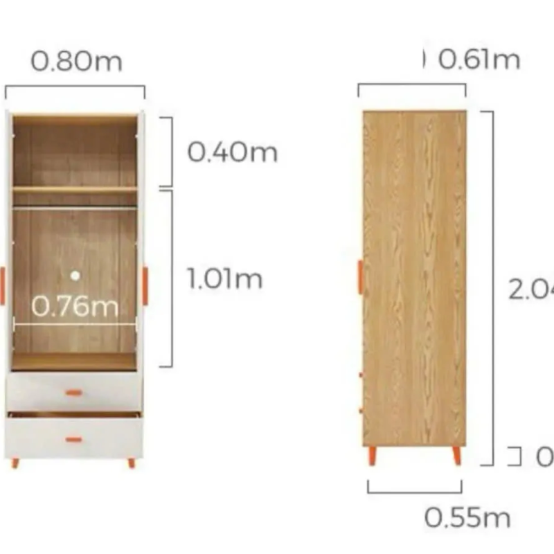 Tủ Quần Áo 2 Cánh Thiết Kế Ngăn Kéo Đa Năng - TQA26