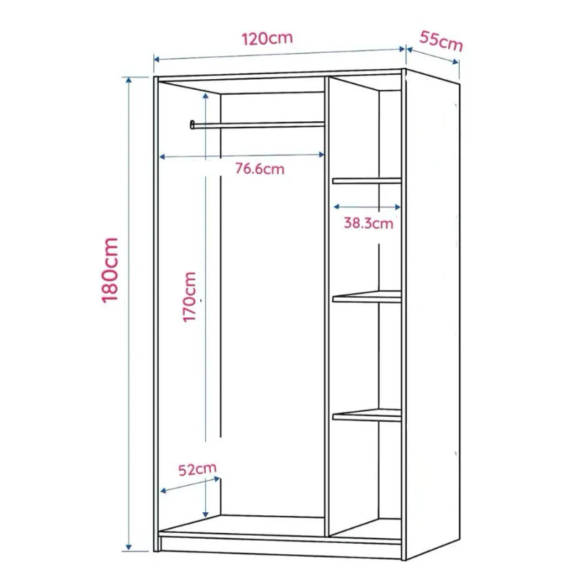 Tủ Quần Áo 3 Cánh Thiết Kế Đứng Tối Giản - TQA24