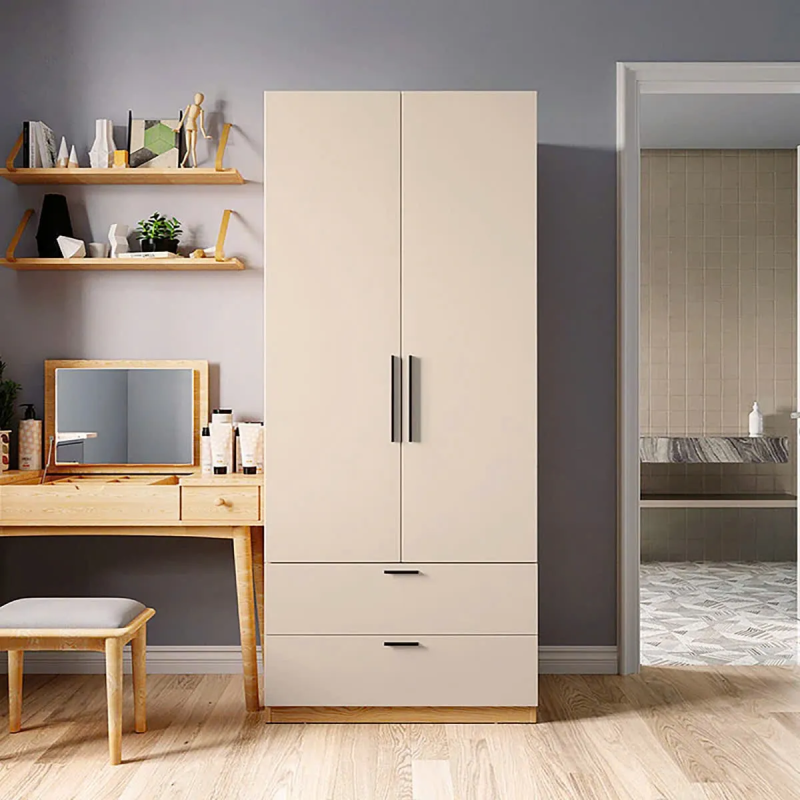 Tủ Quần Áo Gỗ MDF 2 Cánh Tối Giản Có Hộc Kéo - TQA29