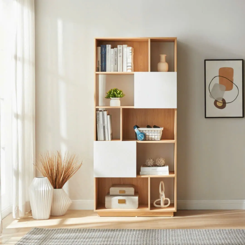 Tủ Tài Liệu Gỗ Nhiều Ngăn Kết Hợp Cánh Mở - THS283