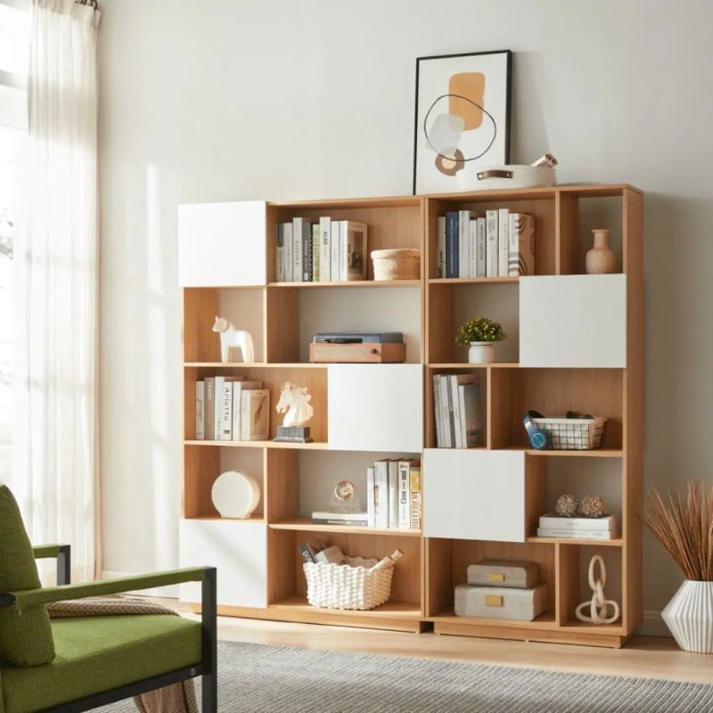 Tủ Tài Liệu Gỗ Nhiều Ngăn Kết Hợp Cánh Mở - THS283