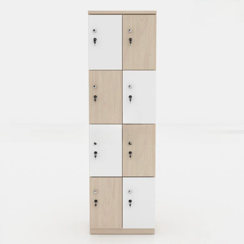 Tủ Locker Gỗ 8 Cánh Phối Màu Caro - TLK11