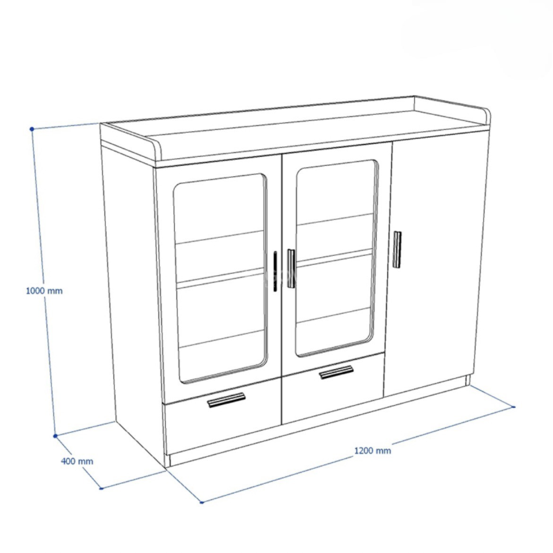 Tủ Tài Liệu Dạng Lửng 2 Cánh Kính - THS93
