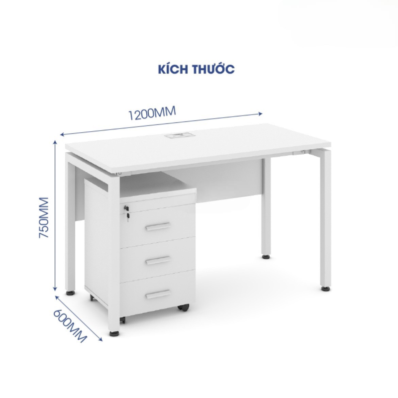 Bàn Làm Việc Có Yếm Chân Sắt 1m2 - BLV43