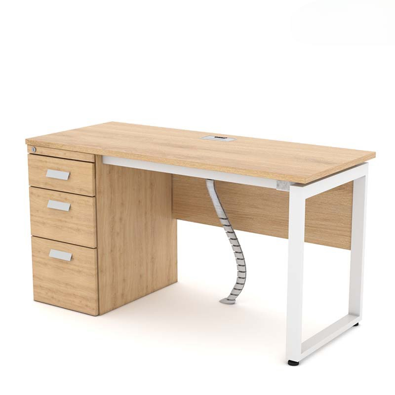 Bàn Làm Việc Gỗ Chân Sắt Liền Hộc - BLV60
