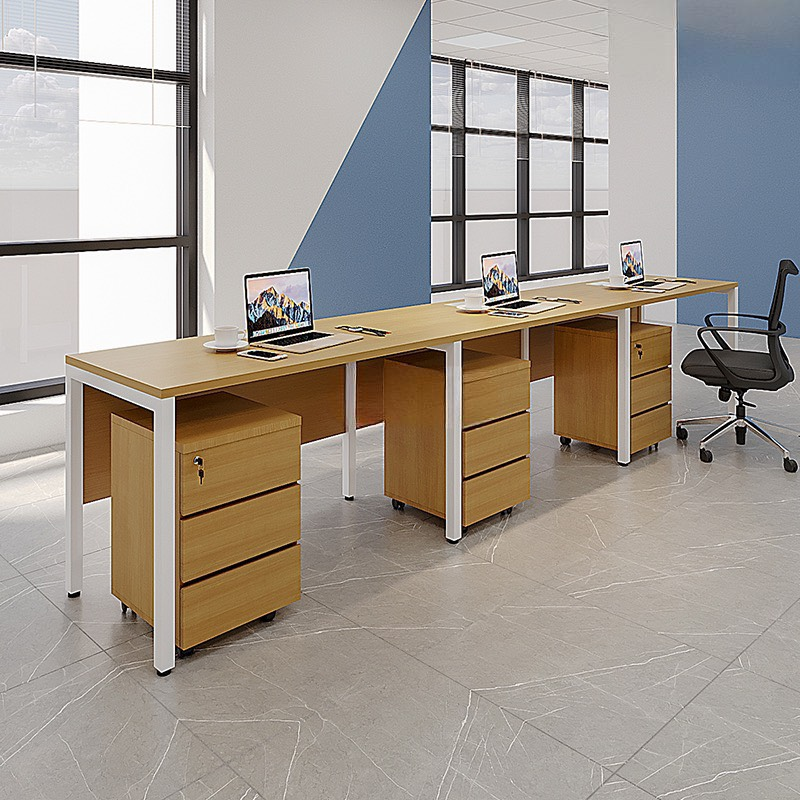 Cụm Bàn Làm Việc 3 Người Chân Sắt Có Yếm - BC44