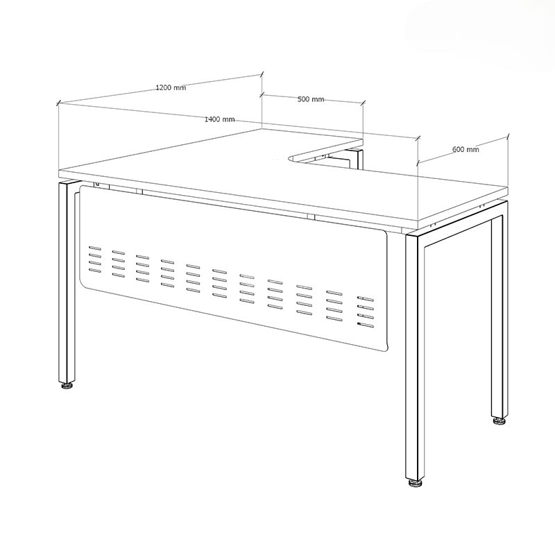 Bàn Làm Việc Góc L Yếm Sắt Che Lửng - BLV65