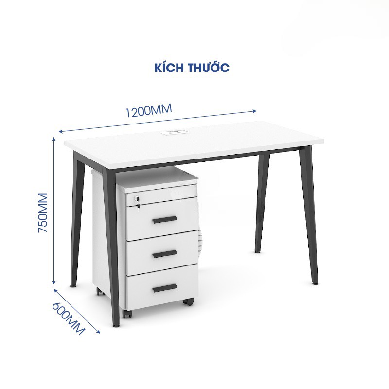 Bàn Làm Việc Chân Sắt Yếm Lửng - BLV75
