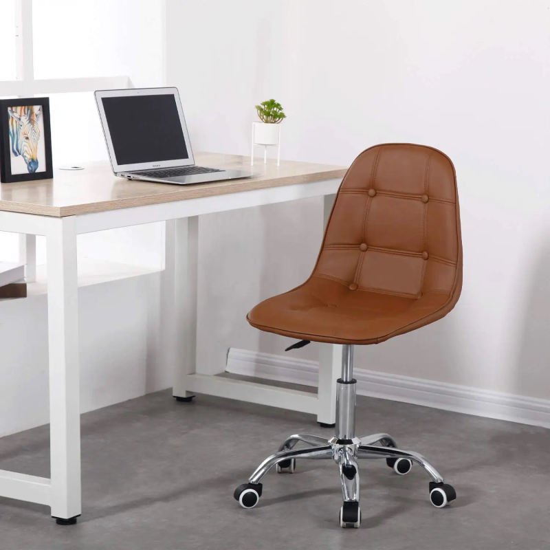 Ghế Cà Phê Lưng Bọc Da Nút Thắt Chân Xoay - CF49