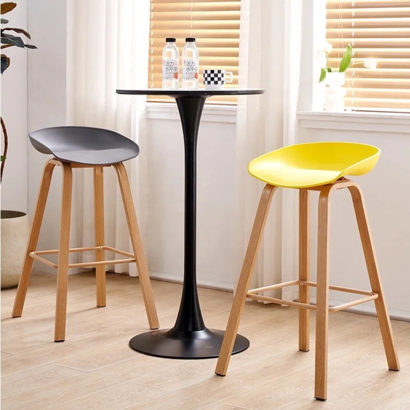 Ghế Bar Mặt Nhựa Chân Gỗ - QB9