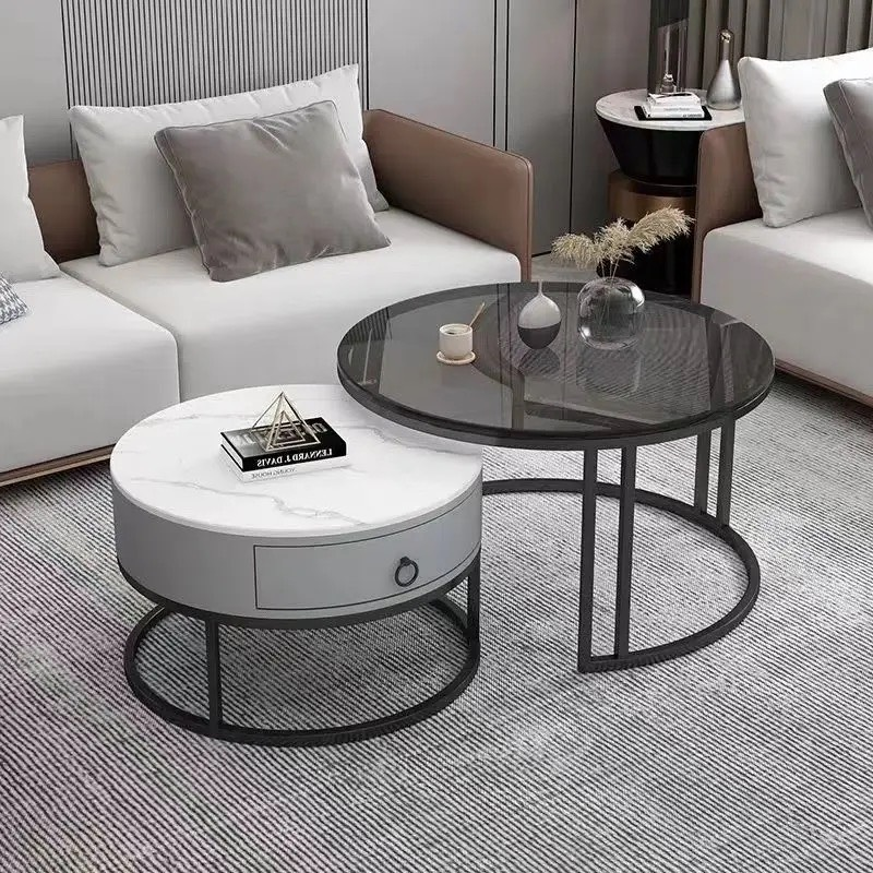 Bàn Trà Đôi Mặt Đá Chân Sắt Sơn Tĩnh Điện - BT19