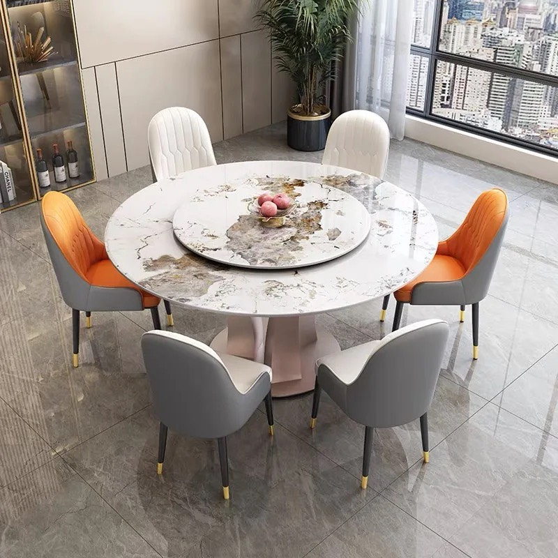 Bộ Bàn Ăn 6 Ghế Chân Xoáy Mạ Vàng - BGA24