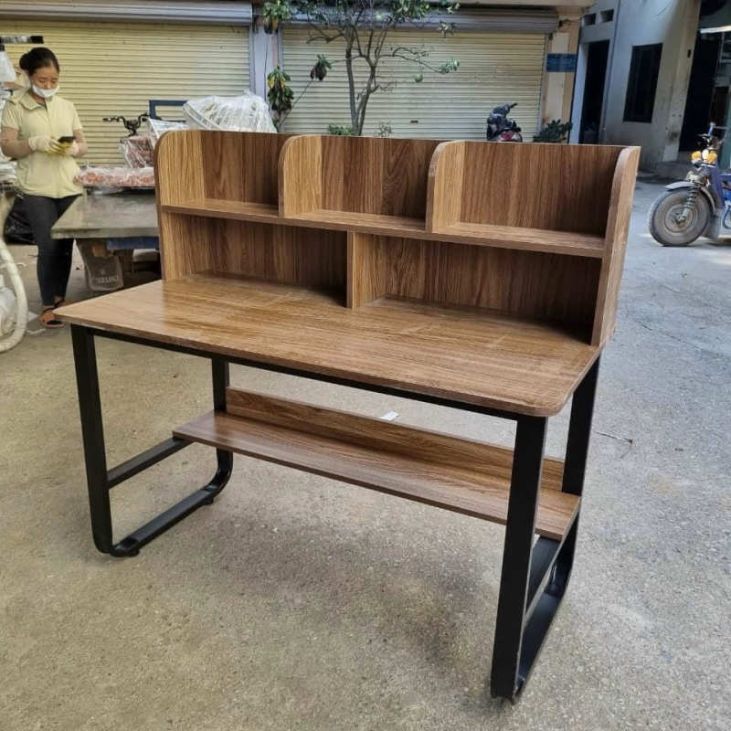 Bàn Làm Việc Chân U Có Kệ Sách Gỗ - BLV116