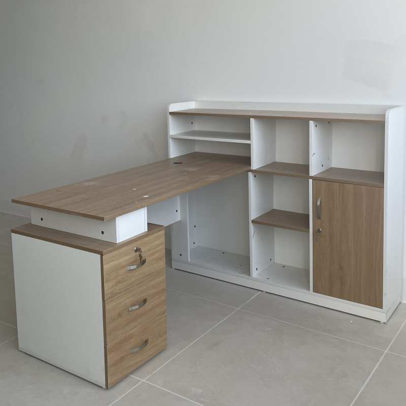 Bàn Giám Đốc Góc L Gỗ Có Kệ Hiện Đại - BGĐ67