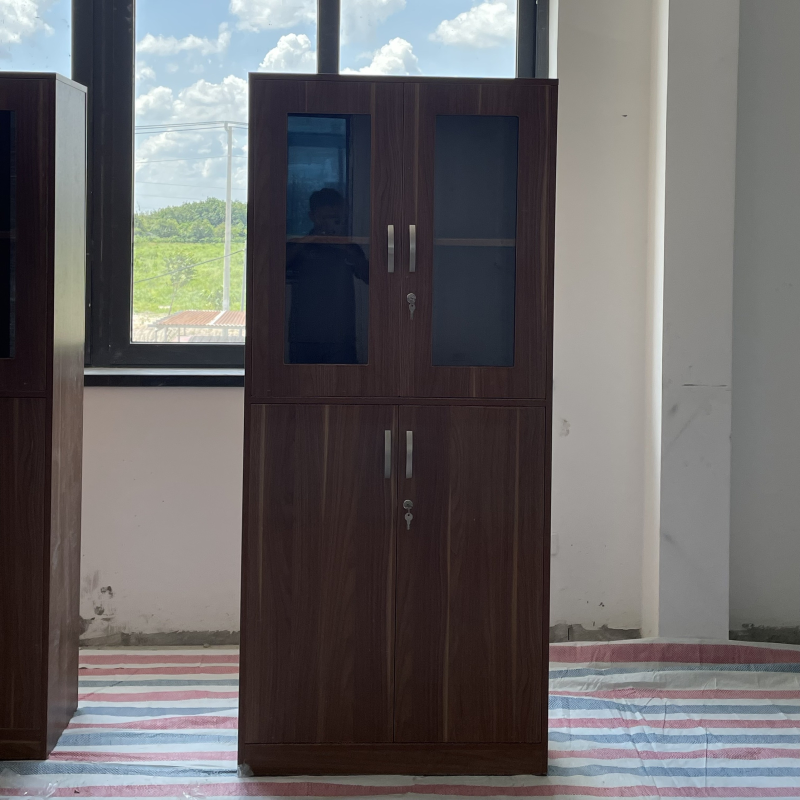 Tủ Văn Phòng 2 Cánh Kính 2 Cánh Gỗ - THS150