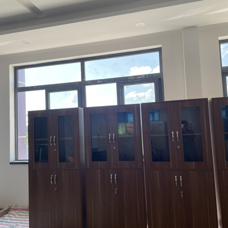 Tủ Văn Phòng 2 Cánh Kính 2 Cánh Gỗ - THS150