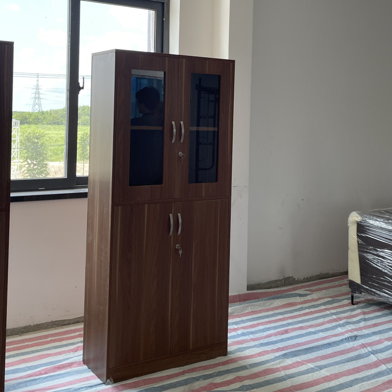 Tủ Văn Phòng 2 Cánh Kính 2 Cánh Gỗ - THS150