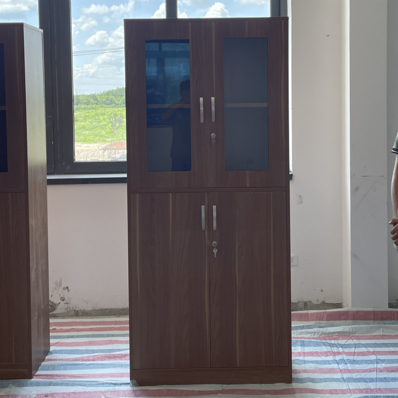 Tủ Văn Phòng 2 Cánh Kính 2 Cánh Gỗ - THS150