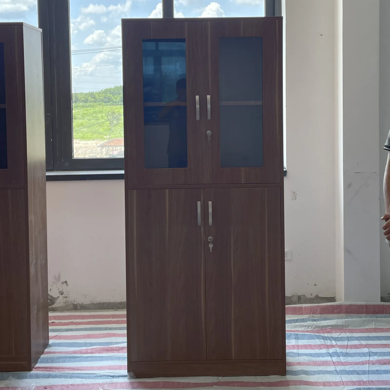 Tủ Văn Phòng 2 Cánh Kính 2 Cánh Gỗ - THS150