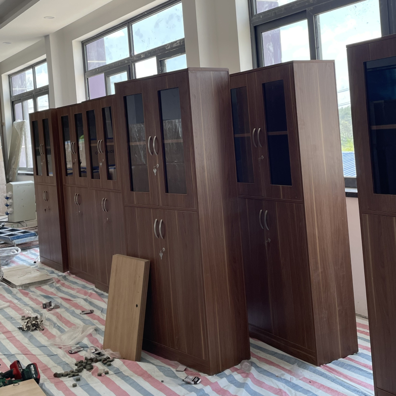 Tủ Văn Phòng 2 Cánh Kính 2 Cánh Gỗ - THS150