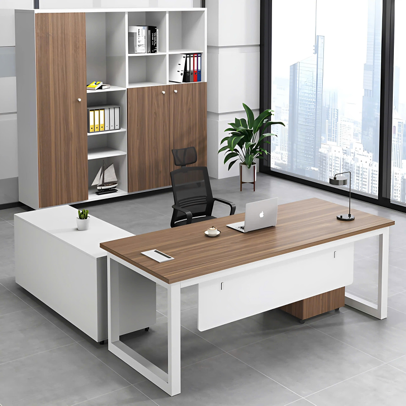 Bàn Giám Đốc Chân Sắt Chữ U Góc L - BGĐ87