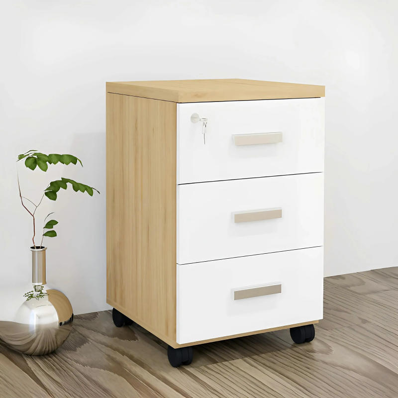 Hộc Tủ Phụ 3 Ngăn Màu Trắng Pha Vàng Gỗ - TP24