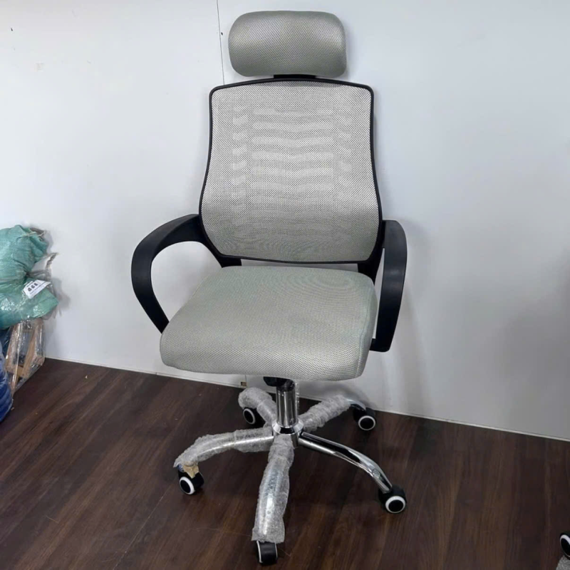 Ghế Xoay Văn Phòng Lưng Lưới Xám Tựa Đầu Êm Ái - GX87