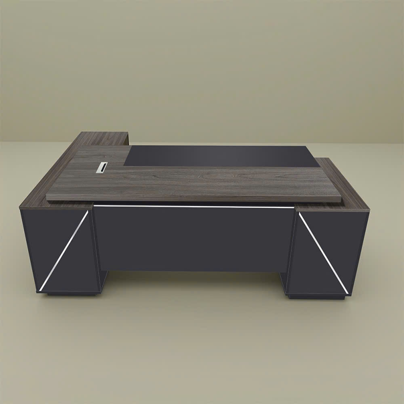 Bàn Giám Đốc Góc L Thiết Kế Viền Trắng Nổi Bật – BGĐ115