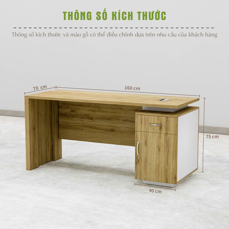 Bàn Giám Đốc Liền Khối Phối Màu Hiện Đại - BGĐ125